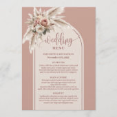 Elegant Boho Dusty Pink Pampas Floral Wedding Menu Menükarte (Vorderseite)