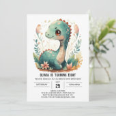 Elegant Boho Editable Dinosaur Birthday Einladung (Stehend Vorderseite)