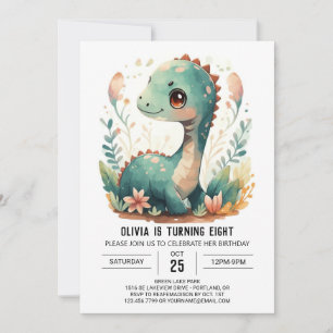 Elegant Boho Editable Dinosaur Birthday Einladung