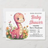Elegant Boho Editable Dinosaur Girl Baby Shower Einladung (Vorderseite)
