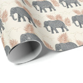 Elegant Boho Elephant Wrapping Paper Geschenkpapier (Rolleneckpunkt)