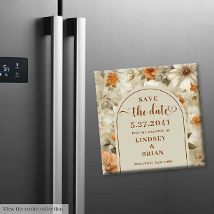 Elegant Boho Erdiges Elfenbein Oliven Blumen Merke Magnet