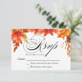 Elegant Boho Fall Floral Maple Blätter Wedding RSV RSVP Karte (Stehend Vorderseite)