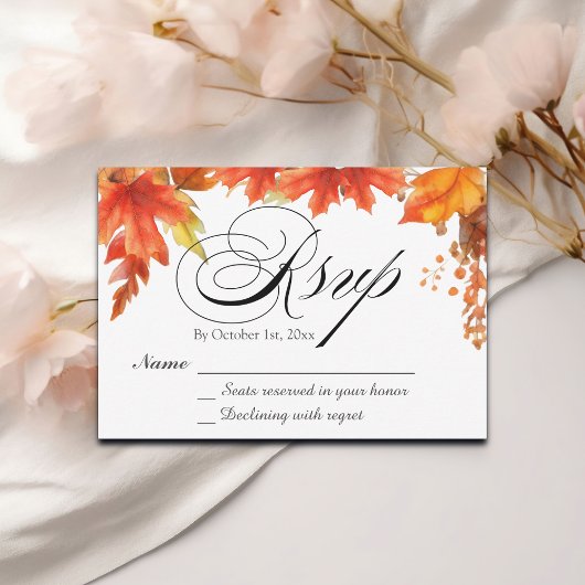 Elegant Boho Fall Floral Maple Blätter Wedding RSV RSVP Karte