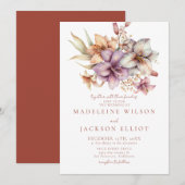 Elegant Boho Fall Floral Wedding Einladung (Vorne/Hinten)