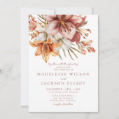 Elegant Boho Fall Floral Wedding Einladung (Vorderseite)