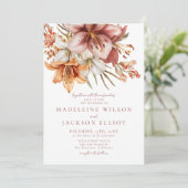 Elegant Boho Fall Floral Wedding Einladung (Stehend Vorderseite)