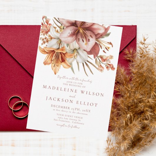 Elegant Boho Fall Floral Wedding Einladung