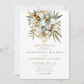 Elegant Boho Fall Floral Wedding Einladung (Vorderseite)