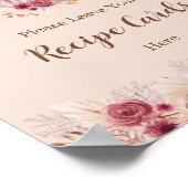Elegant Boho Fall Leave Your Recipe Card Here Poster (Ecke)