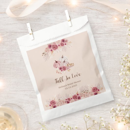 Elegant Boho Fall Pink Pumpkin Bridal Shower  Geschenktütchen (Ausgeschnitten)