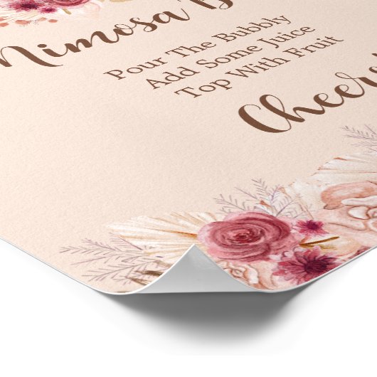 Elegant Boho Fall Pumpkin Mimosa Bar Poster (Ecke)