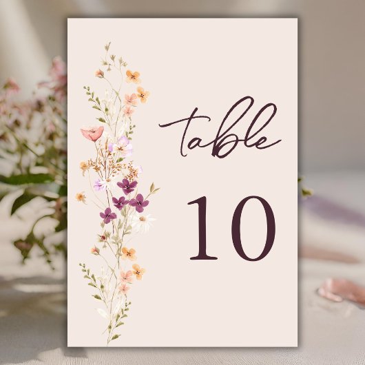 Elegant Boho Fall Wildblume Tischnummer