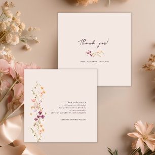 Elegant Boho Fall Wildblume Wedding Dankeskarte