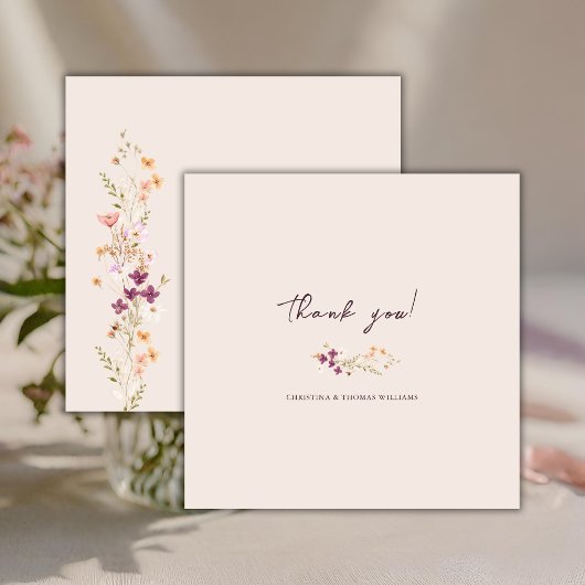 Elegant Boho Fall Wildblume Wedding Dankeskarte