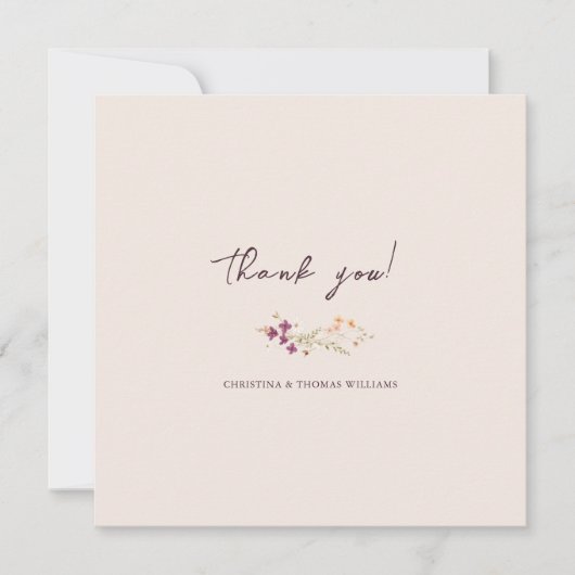 Elegant Boho Fall Wildblume Wedding Dankeskarte (Vorderseite)