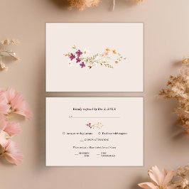 Elegant Boho Fall Wildblume Wedding RSVP Karte