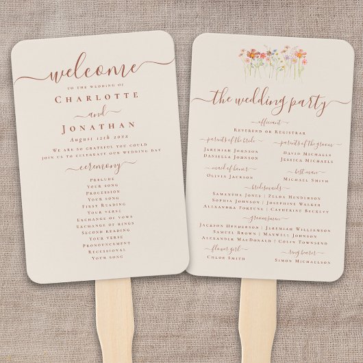 Elegant Boho Fall Wildflower Wedding Ceremony Fächer