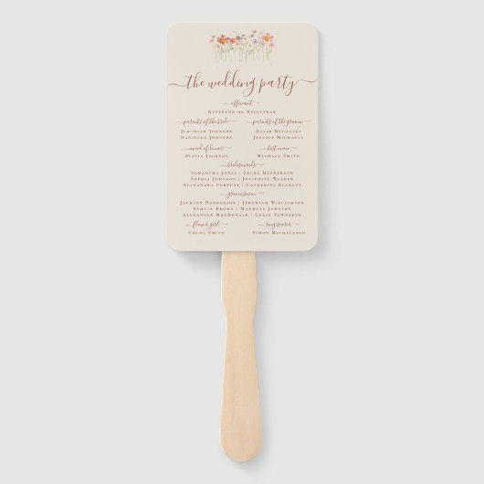 Elegant Boho Fall Wildflower Wedding Ceremony Fächer (Rückseite)