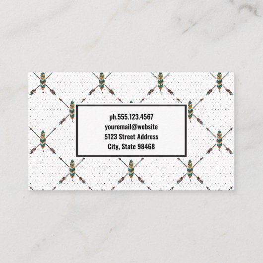 Elegant Boho Feather Design Visitenkarte (Rückseite)