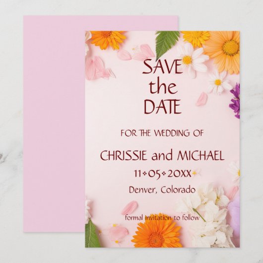 Elegant Boho Floral #3 Save The Date (Vorne/Hinten)