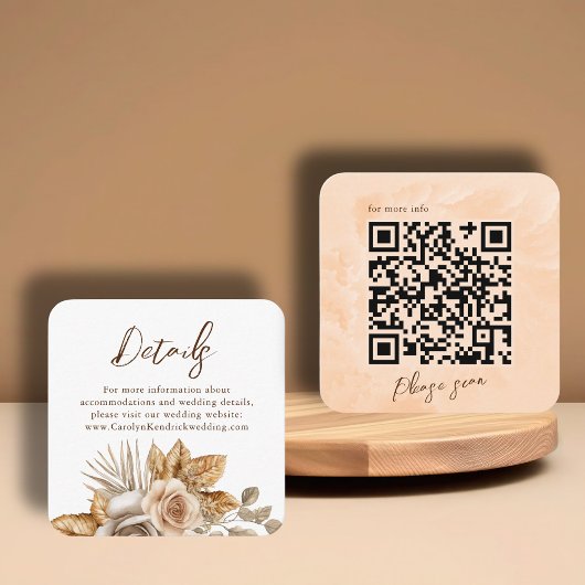 Elegant Boho Floral Accent QR Code Hochzeitdetails Begleitkarte