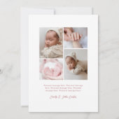 Elegant Boho Floral Baby Girl Ankündigung (Rückseite)