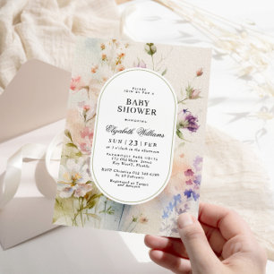 Elegant Boho Floral Baby Shower Einladung