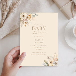Elegant Boho Floral Baby Shower Einladung