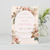 Elegant Boho Floral Birthday Invite Einladung (Stehend Vorderseite)