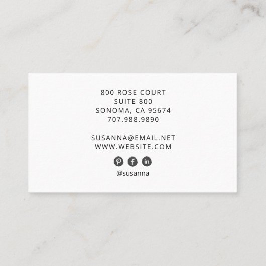 Elegant Boho Floral Botanical Beruflich Visitenkarte (Rückseite)