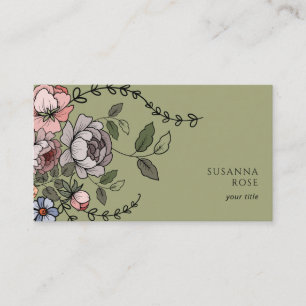 Elegant Boho Floral Botanical Beruflich Visitenkarte