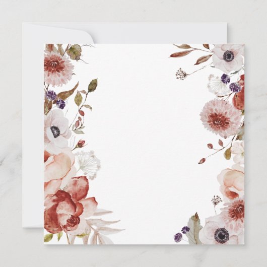 Elegant Boho Floral Brautparty Einladung (Rückseite)