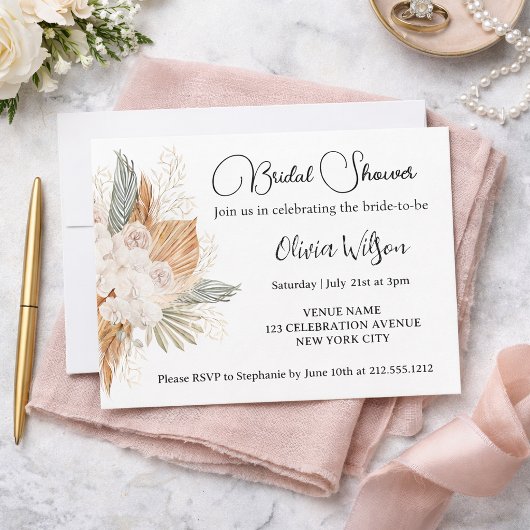 Elegant Boho Floral Brautparty Einladung