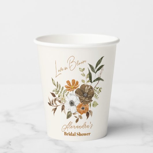 Elegant Boho Floral Brautparty Pappbecher (Rückseite)