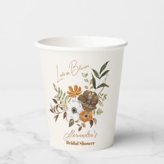 Elegant Boho Floral Brautparty Pappbecher (Vorderseite)