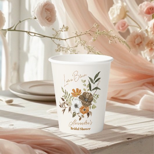 Elegant Boho Floral Brautparty Pappbecher