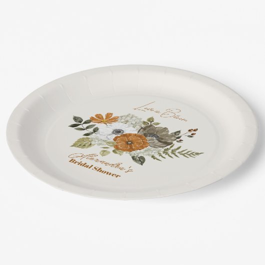 Elegant Boho Floral Brautparty Pappteller (Schrägansicht)