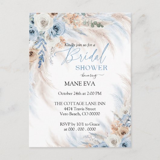 Elegant Boho Floral Brautparty Postkarte (Vorderseite)