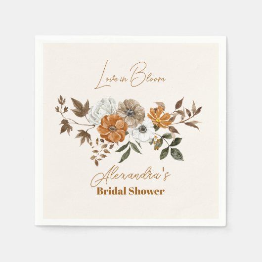 Elegant Boho Floral Brautparty Serviette (Vorderseite)