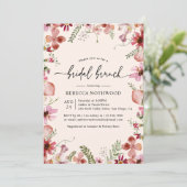 Elegant Boho Floral Bridal Brunch Dusche Einladung (Stehend Vorderseite)