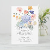 Elegant Boho Floral Bridal Dusche Einladung (Stehend Vorderseite)