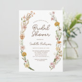 Elegant Boho Floral Bridal Dusche Einladung (Stehend Vorderseite)