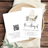 Elegant Boho Floral Cake QR Code Hochzeit Einladung