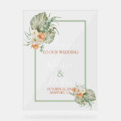 Elegant Boho Floral Fall Beach Wedding Willkommen Acrylschild (Vorderseite)