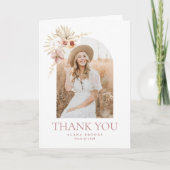 Elegant Boho Floral | Foto Abschluss Vielen Dank Dankeskarte (Vorderseite)