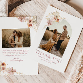Elegant Boho Floral | Foto Dankeschön Karte
