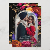 Elegant Boho Floral Foto Save The Date (Vorne/Hinten)