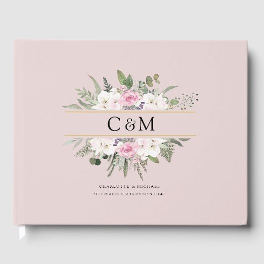 Elegant Boho Floral Gästebuch (Vorderseite)