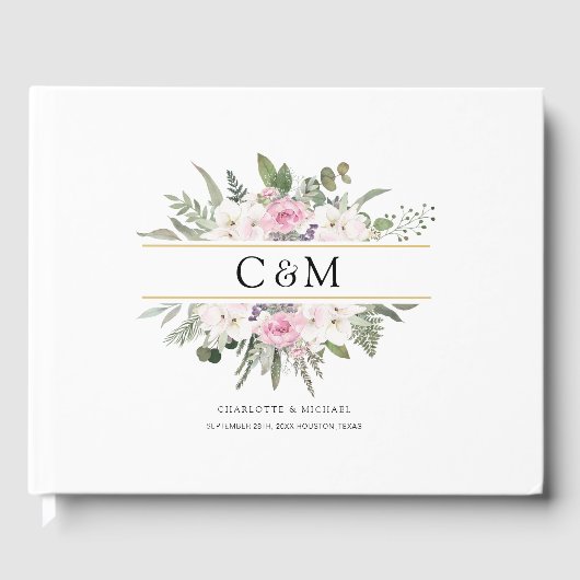 Elegant Boho Floral Gästebuch (Vorderseite)